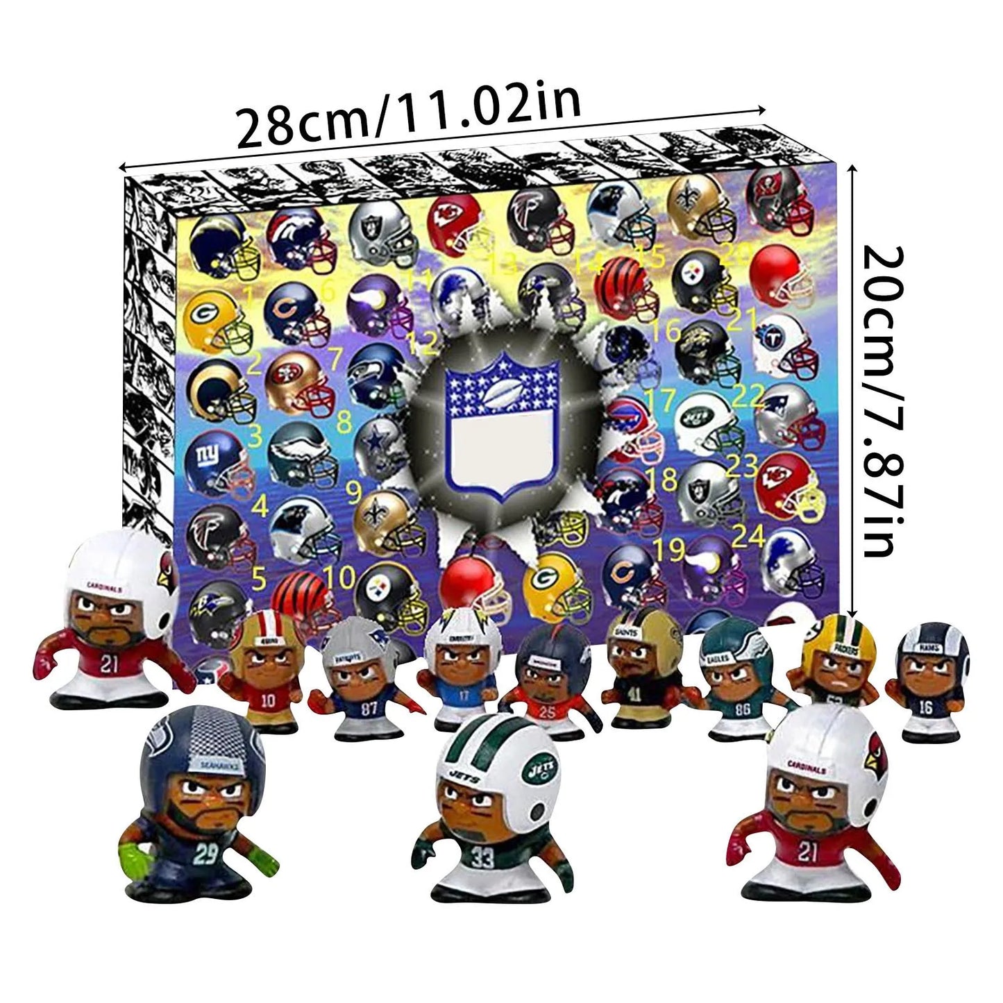 NFL TeenyMates Series 13 Collector's Advent Calendar - 24 Mini Team Mascots in Official Colors | Perfect Holiday Countdown Gift